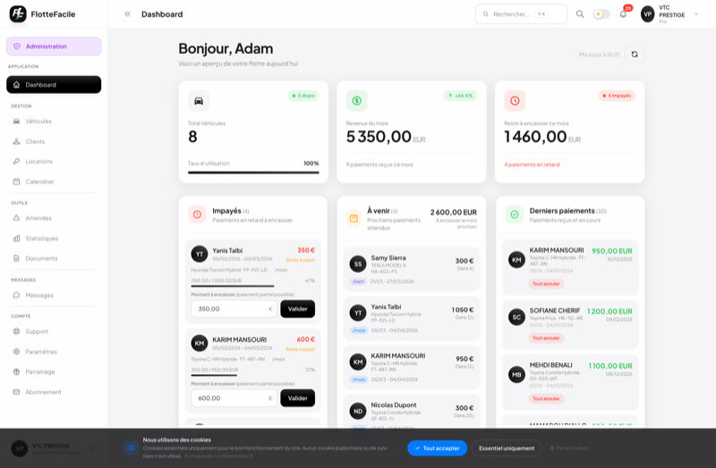 Dashboard FlotteFacile