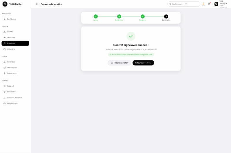 Confirmation envoi contrat location PDF
